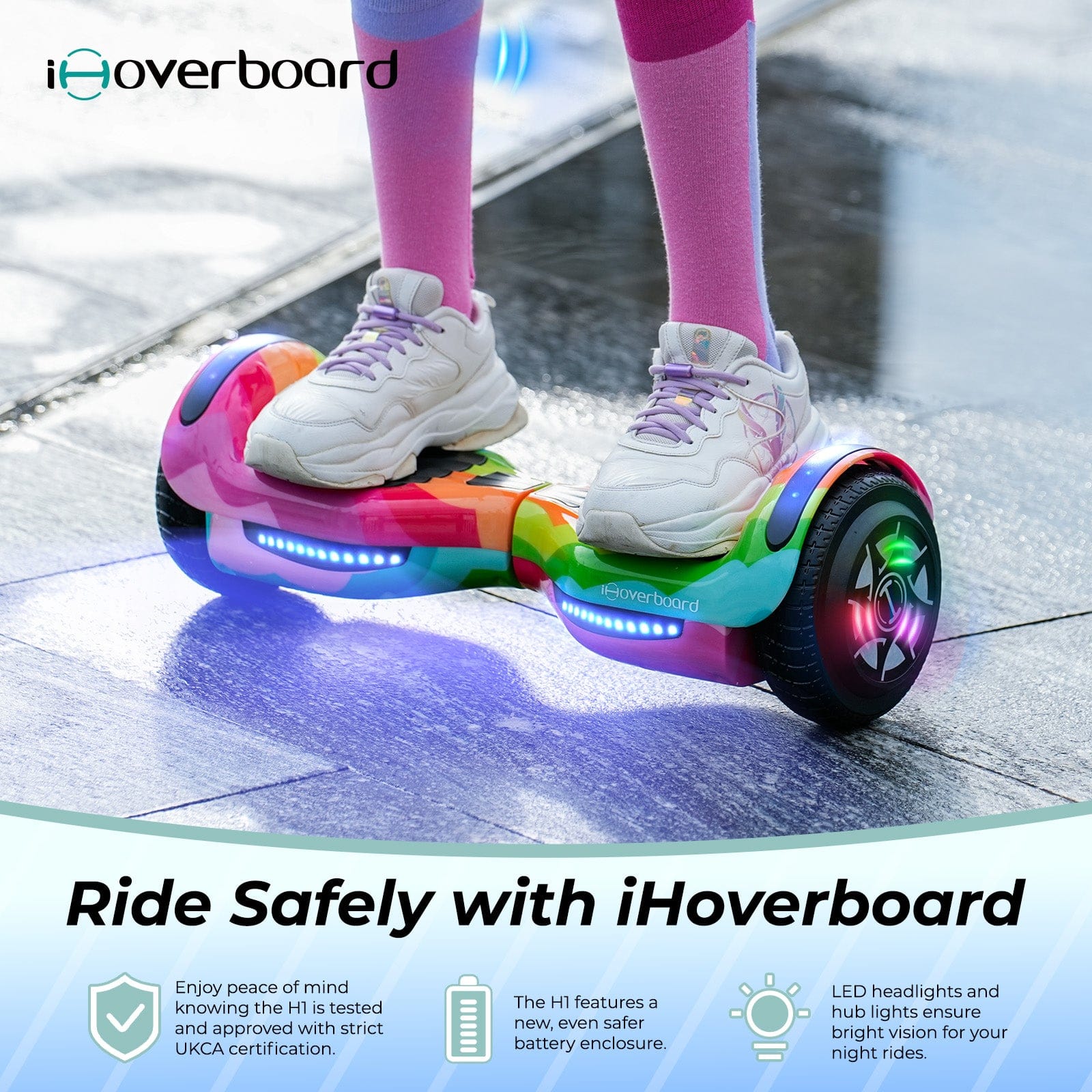iHoverboard Hoverboard for Kids Hoverboard CE Certified H1 for Kids 6.5" Self-Balancing Scooter with Bluetooth LED Lights