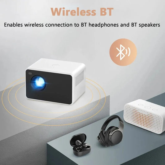 CyberCart projektor Biały isinbox P2 przenośny projektor 4K WiFi Bluetooth LCD z autofokusem