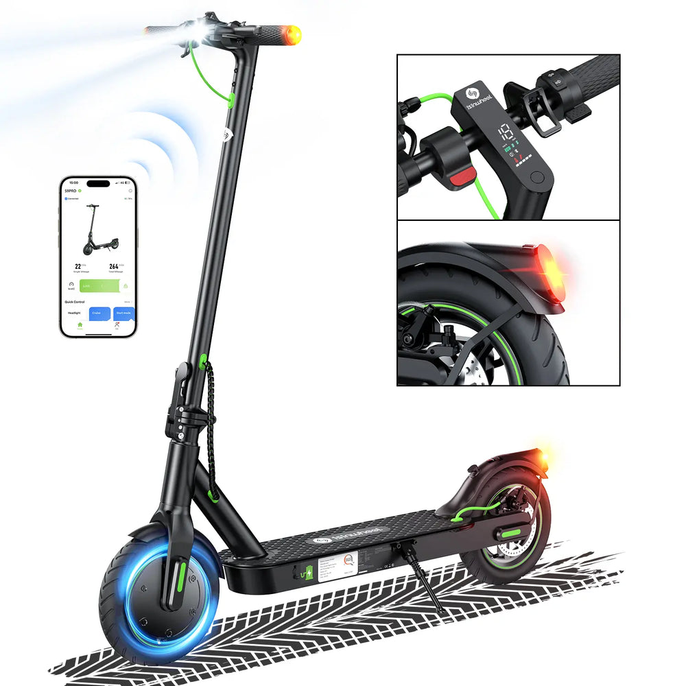 iSinwheel Hulajnoga Elektryczna Miejska Czarny [350 W 30 km]👍 Hulajnoga Elektryczna S9PRO 350W Składana Miejska CE