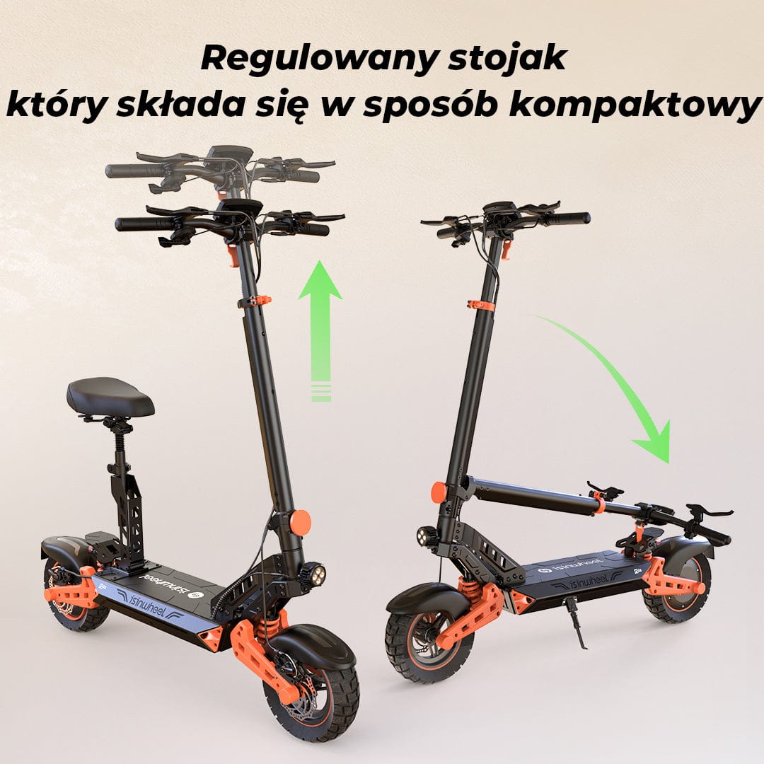 iSinwheel Skuter Elektryczny Terenowy Hulajnoga Elektryczna D2Plus 1000W Składana Off-Road, Zasięg 60-65 km, Mocny Silnik