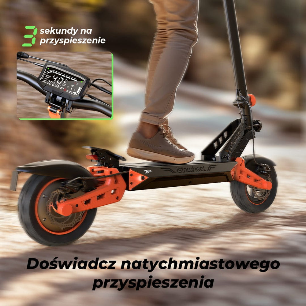 iSinwheel Skuter Elektryczny Terenowy Hulajnoga Elektryczna D2Plus 1000W Składana Off-Road, Zasięg 60-65 km, Mocny Silnik