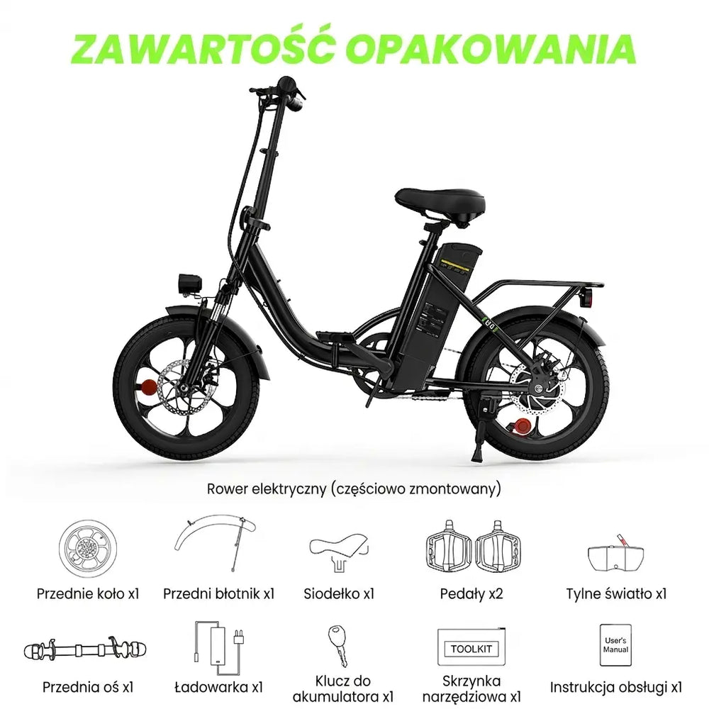 iSinwheel Elektryczny rower miejski Składany rower elektryczny miejski isinwheel U4, 250 W, zasięg do 88 km