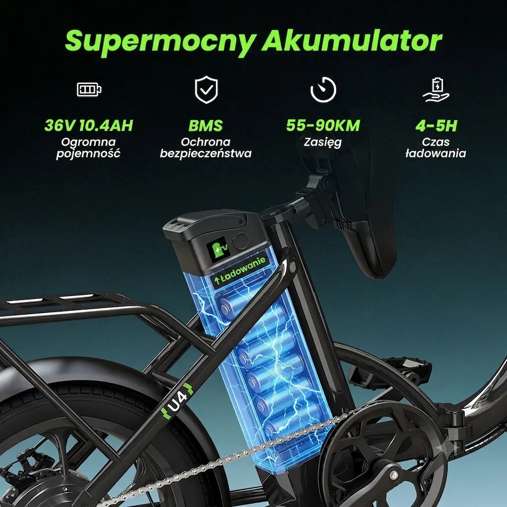 iSinwheel Elektryczny rower miejski Składany rower elektryczny miejski isinwheel U4, 250 W, zasięg do 88 km