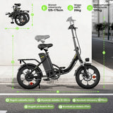 iSinwheel Elektryczny rower miejski Składany rower elektryczny miejski isinwheel U4, 250 W, zasięg do 88 km